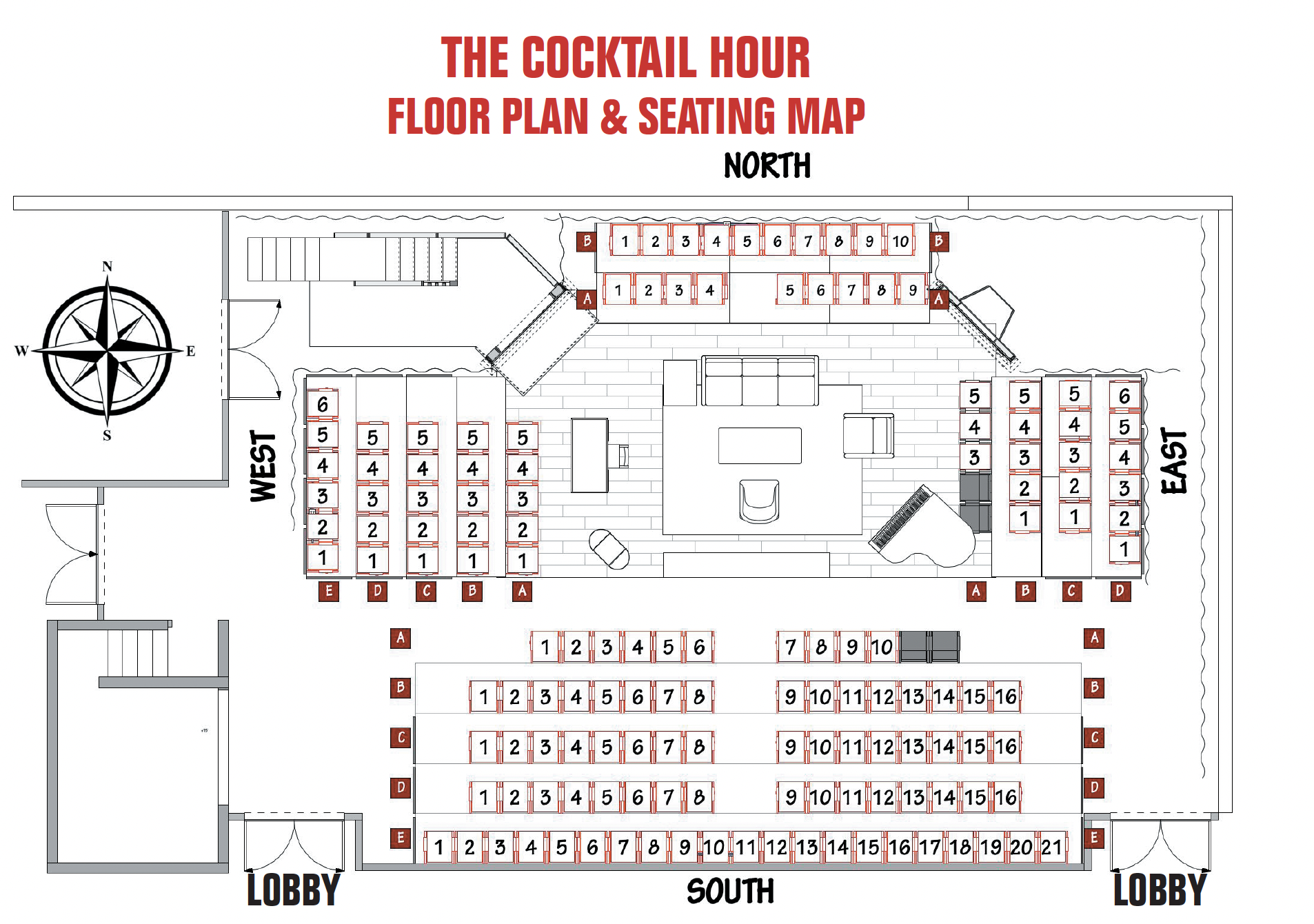 Players Circle Floor plan and Seating Map for The Cocktail Hour